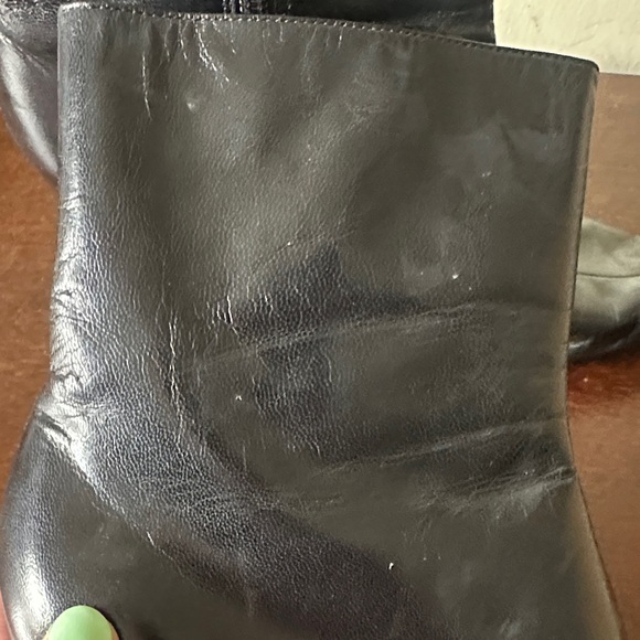 Nine West Black Pointed Toe Leather Ankle Booties with Side Zipper US8.5 - Picture 11 of 13